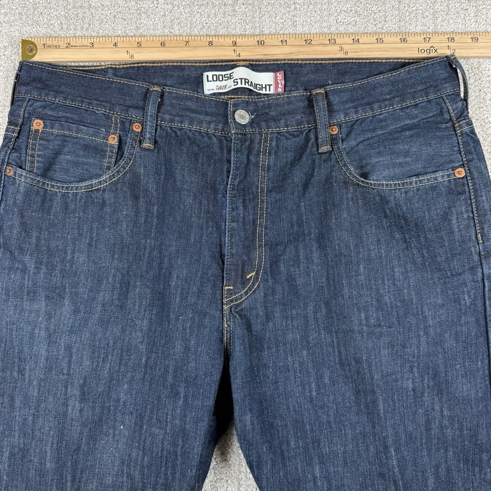 Levi's 569 Men's 36x30 (Actual 36x28) Loose Straight Denim Blue Jeans Y2K Baggy - Picture 8 of 9